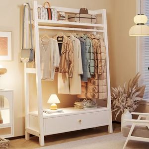 Perchero <span class=keywords><strong>de</strong></span> <span class=keywords><strong>Madera</strong></span> Maciza <span class=keywords><strong>de</strong></span> Fábrica, Perchero Minimalista <span class=keywords><strong>de</strong></span> Pie con Cajones, Estante <span class=keywords><strong>de</strong></span> Almacenamiento <span class=keywords><strong>de</strong></span> Ropa Pequeño para el Hogar - Product Image 5