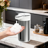 Distributeur automatique de savon en acier inoxydable, 4 niveaux réglables, affichage LED, 400 ml, étanche, pour projets hôteliers