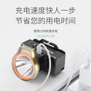 Lampe frontale LED Smiling Shark rechargeable Type-C 800mAh, étanche, batterie longue durée pour la randonnée, le camping, la pêche nocturne - Product Image 4
