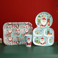 Service de table créatif sur le thème de Noël, assiette et tasse en mélamine avec motif de Père Noël, résistant aux chocs, compatible avec le micro-ondes