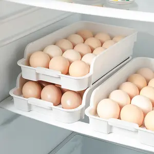 Porte-œufs Conteneur à œufs de grande capacité Plateau empilable Cuisine Stockage automatique des œufs à rouler Bacs à aliments pour réfrigérateur 3 couches