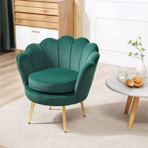 HOMCOM Vintage Design Blue Velvet <b>Armchair</b>, <b>High</b> Back Bedroom Chair 76x67x74cm, Green - Product Image 2