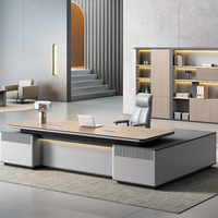 Ensemble de bureau de direction convertible en bois massif haut de gamme, chaise ergonomique, bibliothèque, design moderne et élégant, bureau de travail spacieux