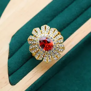 Кольцо с красным Цирконом AAA, золотые ювелирные Кольца На заказ, регулируемое кольцо для женщин, свадебные серебряные ювелирные изделия, подарок на вечеринку