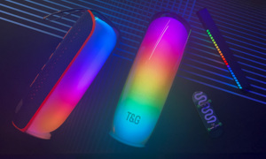 2026 <b>MINI</b> BT <b>Speaker</b> Retro Style Plastic Material 5W RGB LED Lighting Rechargeable Battery IPX5 Waterproof TF Card <b>Speaker</b> - Product Image 4