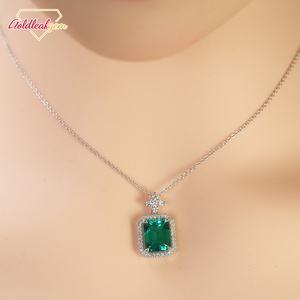Collar con Colgante de Diamante Corte Esmeralda PT950, Estilo Clásico para Boda o Compromiso, Nueva Llegada de Goldleafgem - Product Image 1