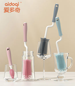 Aiduoqi, chupete portátil específico para bebé, cepillo para biberón de mango largo con paja, cepillo para biberón de silicona - Product Image 3