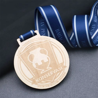 Médaille en bois de bambou creux personnalisée, gravée au laser, impression typographique, écologique, pour marathon, course à pied, récompense sportive, sur mesure