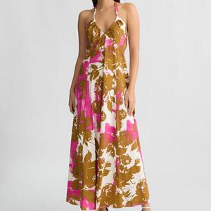 <span class=keywords><strong>Aloha</strong></span> <span class=keywords><strong>Hawaii</strong></span> personalizzato con stampa floreale 100% Rayon scollo a V stile Casual Maxi abito Casual da vacanza - Product Image 2