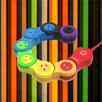 Multiprise d'Extension VASTFAFA 10A USB Colorée avec 6 Prises, Bande d'Alimentation Flexible, Protection Contre les Surtensions pour Ordinateur Portable et Voyage, Couleur Personnalisée