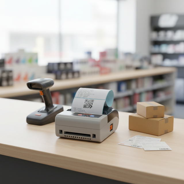 80mm Supermarket Shelf Label Printer with Auto Cutter Portable Mini Thermal Receipt Printer for Small Business