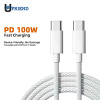 Type-c câble de charge pour ordinateur portable à double tête 100w tressé compatible avec les téléphones Apple 15 et 16 et le câble de données de téléphone portable Pd