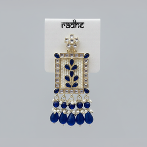 Pendientes colgantes de cuentas y piedra Kundan chapados en oro Accesorio de moda - Product Image 2