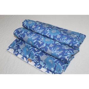 Tissu imprimé à la main Sanganeri bleu indien, 100% coton, pour la décoration de la maison, matériau de rembourrage - Product Image 1