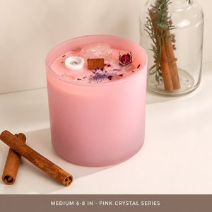 Vela Aromática de Cristal Rosa con Flores Secas en Frasco Esmerilado, Mecha de Madera, Cuarzo Rosa, Pétalos de Rosa Secos, Decoración de Aromaterapia - Product Image 2
