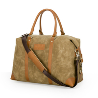 Vintage En Cuir Ciré Toile Sac de Voyage Sac Week-End Sport Sac À Main Designer