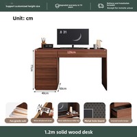 Bureau en bois massif, table d'étude de style médiéval, bibliothèque intégrée, rangement optimisé, sensation haut de gamme, bureau informatique, Chine