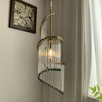 Lustre moderne de luxe pour escalier, suspension unique en cristal translucide, LED dorée, pour villa, salon, couloir, en fer, facile à installer