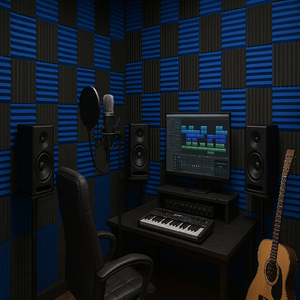 Paneles de espuma acústica de PU | Azulejos de pared insonorizados azul-negro para sala de juegos, cine en casa, cine y sala de medios - Product Image 6