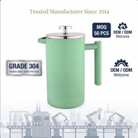 Cafetière à piston en acier inoxydable, infuseur à thé, design moderne, double paroi, grande capacité 350ML-1000ML