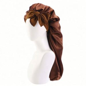 Bonnet de nuit et de protection capillaire long en satin avec logo personnalisé et queue ajustable pour femme adulte, idéal pour une utilisation quotidienne en extérieur, toutes saisons - Product Image 4