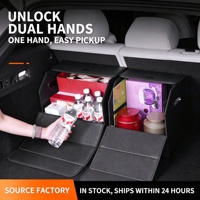 Boîte de rangement pour coffre de voiture en cuir Nappa, pliable, grande capacité, ouverture à 180 degrés, style minimaliste