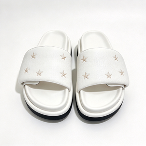 Sandalias de plataforma rosas para mujer con punta abierta, suela acolchada y estampado de estrellas, sandalias planas acolchadas para mujer con punta abierta. - Product Image 2