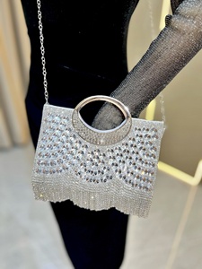 Bolso de Mano Tipo Clutch con Borlas y Pedrería <span class=keywords><strong>para</strong></span> Mujer, Bolso de Hombro con Asa Metálica <span class=keywords><strong>para</strong></span> Fiesta de Cóctel, Bolsos de Lujo <span class=keywords><strong>para</strong></span> Banquete - Product Image 5