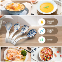 Cuillères de service en céramique chinoise, cuillères à soupe udon pho en porcelaine, cuillères à ramen asiatiques et japonaises