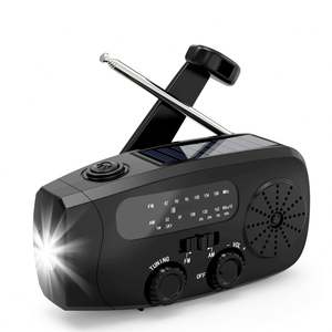 Cargador de Teléfono Elanby con Banco de Energía de 2000 mAh, Manivela, Linterna LED, Radio Meteorológica AM/FM NOAA, Pantalla Digital Portátil - Product Image 2