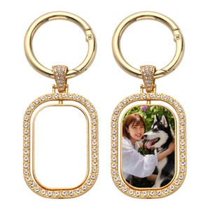 Porte-clés rectangulaires en alliage de zinc à sublimation vierge personnalisables, rotatifs, double face, avec strass, promotionnels et tendance - Product Image 3