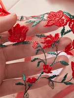 Nouvelle Collection de Lingerie Sexy : Ensemble Soutien-Gorge et Culotte en Dentelle Transparente, Broderie Florale, Sous-vêtements Rouges Sans Coutures, Style Exotique