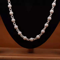 Collier chaîne cubaine unisexe de luxe et tendance en rotin, 22 pouces, 8 mm, avec breloque boule en diamant de laboratoire, plaqué or blanc, certifié
