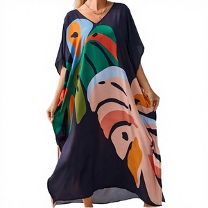 Robe de plage 2024 coupe classique à col montant et dos nu, respirante, cache-maillot de bain imprimé 1 pièce - Product Image 2