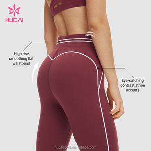 Leggings de yoga et de fitness pour femmes, personnalisés OEM, taille haute, effet push-up fessier, résistants aux squats, avec coutures contrastées - Product Image 2
