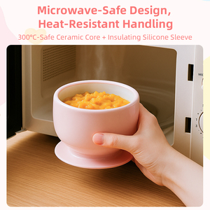 Plato y Tazón <span class=keywords><strong>de</strong></span> Cerámica para Niños Pequeños con <span class=keywords><strong>Cubierta</strong></span> <span class=keywords><strong>de</strong></span> Silicona <span class=keywords><strong>de</strong></span> Grado Alimenticio, Mangas <span class=keywords><strong>de</strong></span> Silicona, Tazón <span class=keywords><strong>de</strong></span> Porcelana - Product Image 6