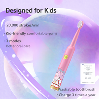 Sikat Gigi Elektrik Sonic Anak Grosir, USB Rechargeable, Set Sikat Gigi Anak Kartun dengan 3 Kepala Pengganti Lembut