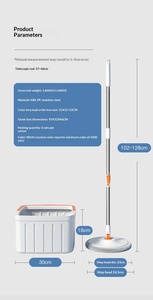 Ensemble serpillière et seau rotatif mains libres pour nettoyage des sols domestiques, eau propre et eau sale, pour <span class=keywords><strong>un</strong></span> nettoyage efficace - Product Image 5