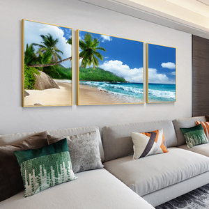 Tableau mural moderne imprimé sur toile à 3 panneaux, thème Plage et <span class=keywords><strong>Mer</strong></span>, pour décoration intérieure et salon - Product Image 2
