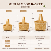 Panier en bambou tissé miniature Wanuocraft avec poignée pour bonbons, chocolats, emballages cadeaux et décorations de fête