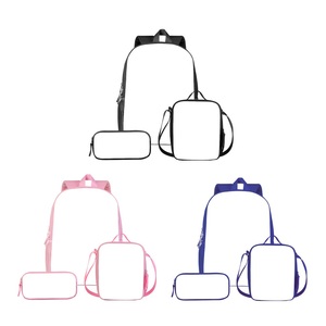 16.5in 3pcs thiết lập màu đen thăng hoa trống có thể tháo rời nắp Ba lô ăn trưa Túi bút chì Túi với dây kéo thăng hoa Nắp - Product Image 1