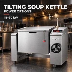 Tilting <b>Soup</b> <b>Kettle</b> Electric Stainless Steel 15-30 kW Flip Top Lid Commercial Cooking Equipment - Product Image 2