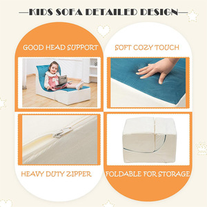 Sofá puf para niños, sillón reclinable para una sola persona con manta de tela, espuma de alta elasticidad, de 2 a 4 años - Product Image 4