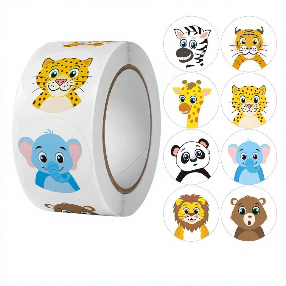 500 Coated Paper Stickers/Roll Children's Reward Non-Adhesive Sticker ...