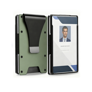 กระเป๋าสตางค์โลหะแบบมินิมอลพร้อมโลโก้สั่งทำได้ MOQ ต่ำ ป้องกัน RFID ช่องใส่บัตรประจำตัว วัสดุอลูมิเนียมอัลลอยด์และสแตนเลส พร้อมคลิปหนีบเงินและช่องใส่บัตร - Product Image 1