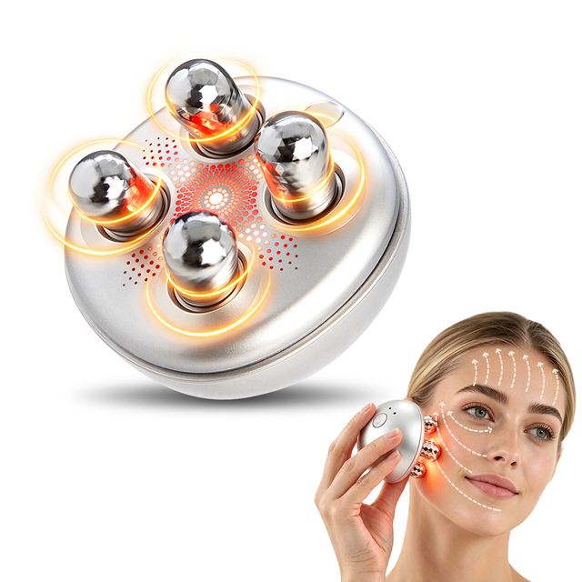 LED Facial Toning Device with EMS Micro-current & 360° Kneading Massage for Face & Neck Care