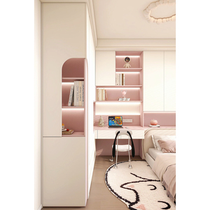 Ensemble de meubles de <span class=keywords><strong>chambre</strong></span> d'enfant personnalisable rose et écologique |   Tatami gain de place avec bureau d'étude et armoire intégrés pour <span class=keywords><strong>chambre</strong></span> de <span class=keywords><strong>fille</strong></span> - Product Image 4