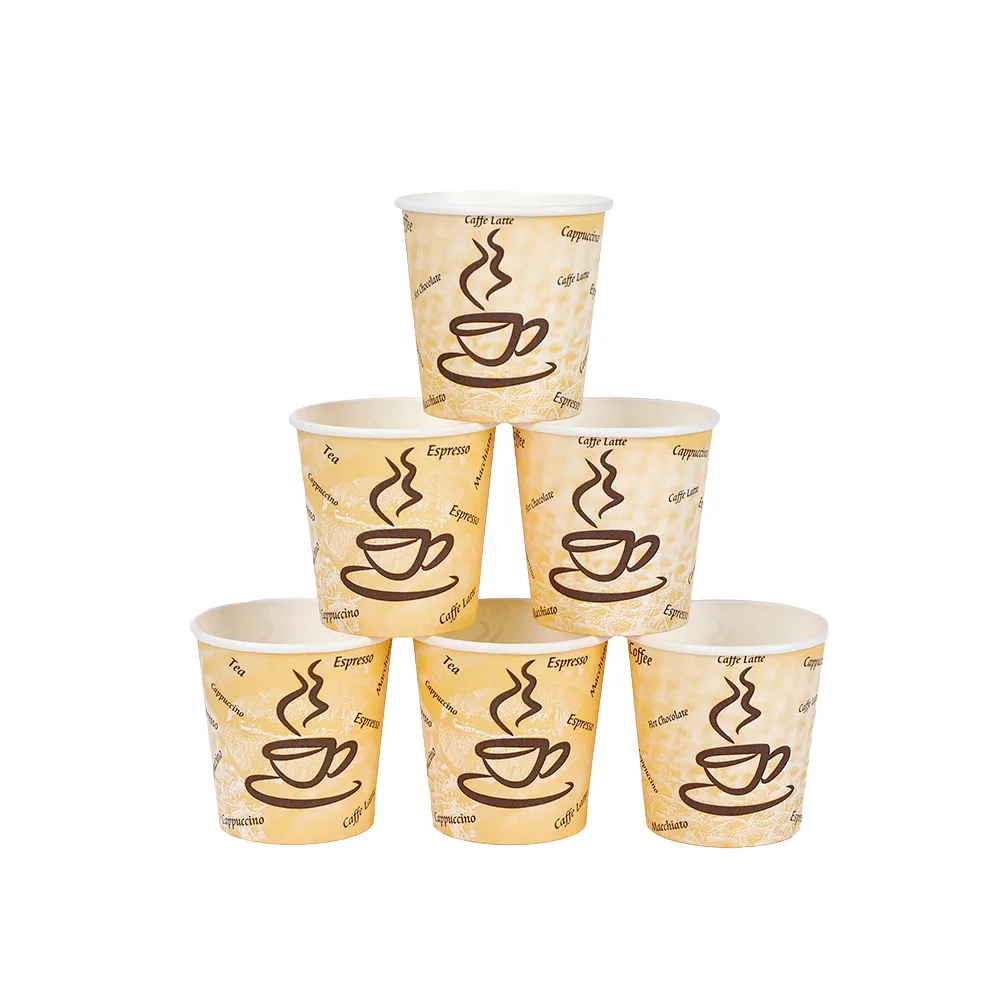 Grosir cangkir kertas Logo pribadi desain baru kustom 4 Oz dinding tunggal cangkir kertas pesta sekali pakai untuk kopi teh panas