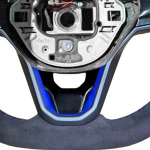 Envío <span class=keywords><strong>r</strong></span>ápido para volante Volkswagen personalizado de gamuza azul con marca blanca para Polo MK7 Passat Golf 4-8 GTI <span class=keywords><strong>R</strong></span> <span class=keywords><strong>Line</strong></span> MK5-MK8 - Product Image 6
