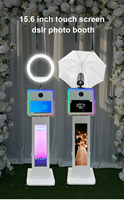 Machine de photomaton DSLR tout-en-un en métal blanc de 15,6 pouces avec flash doux et logiciel gratuit